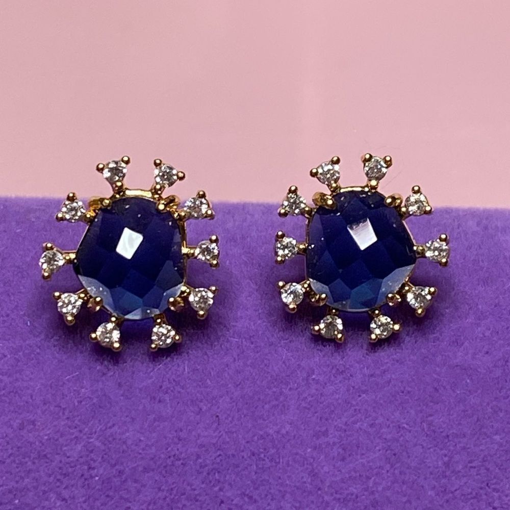 Classic Gold Vermeil Sapphire Crystal Starburst Earrings